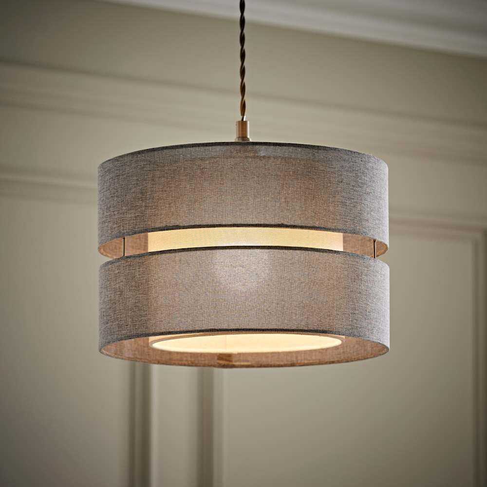 ValueLights | Sophia 2 Tier Grey Linen Drum Ceiling Lamp Shade and Bulb | Ceiling Lights, Home Décor & Improvement Essential