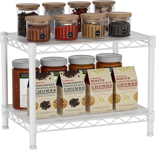 Golpart Small 2 Tier Shelves Storage Wire Shelving Unit Metal