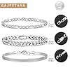 Rajputana Sterling Silver Chain Bracelets for Men Boys, S925 Wrist Band Cuban Figaro Chains Metal Link Bracelet Set Stack Mens Accessories Jewelry Gifts Him Male Pulsera Para Hombres 7 inch #2