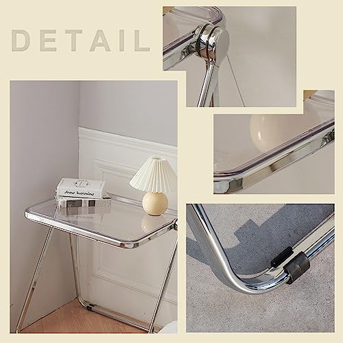 Byjccar Transparent Acrylic Folding Table Portable Small Desk Medieval Bedroom Computer Desk Sofa Side Table (Table, Transparent Desktop) #TOP3