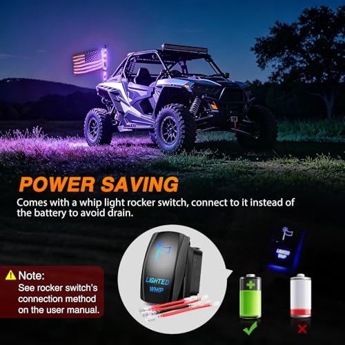 Image of Nilight LED Whip Light 1PC 2FT Spiral RGB Antenna Whips with Spring Base, App /Remote Control DIY Chasing Patterns Brake & Reverse Lights for Side by Side ATV UTV RZR Can-Am Buggy Jeep