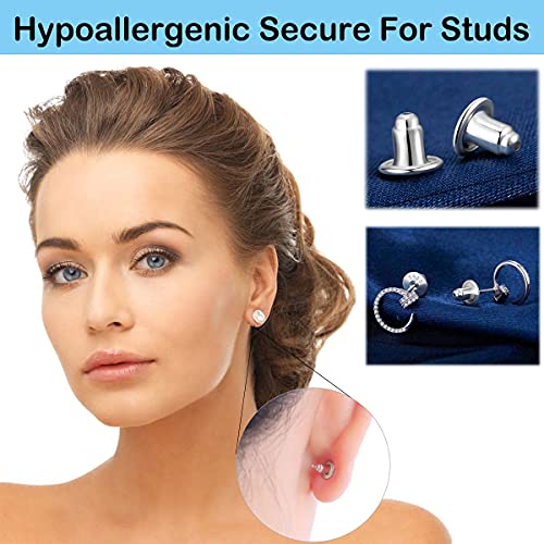 3 Pairs Earring Backs For Studs Secure,925 Sterling Silver Earrings Backs Replacements,Hypoallergenic Earring Backs Safely Locking Earring Backs For Studs (White Gold) #TOP4