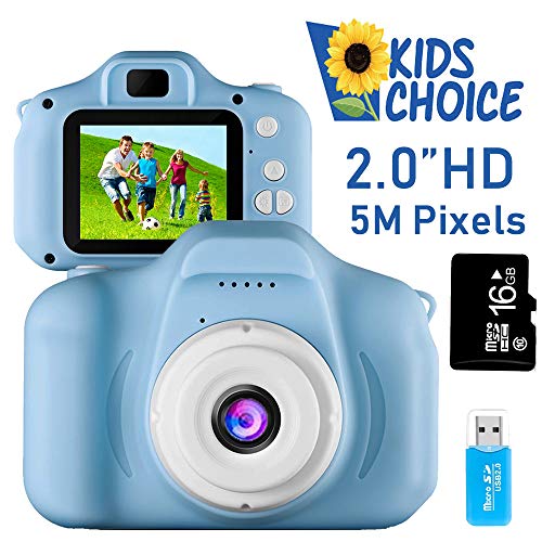 Coodoo Kids Camera Toys for 4-8 Year Old Boys Toddler Rechargeable Cameras with 2 Inch IPS Screen for Children Birthday Gift Idea(Free 16GB Memory Card Included)