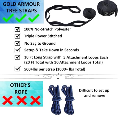 Gold Armour Camping Hammock - Portable Hammock Single Hammock Camping Accessories Gear for Outdoor Indoor Adult Kids, USA Based Brand (Fuchsia & Pink) - Image 4