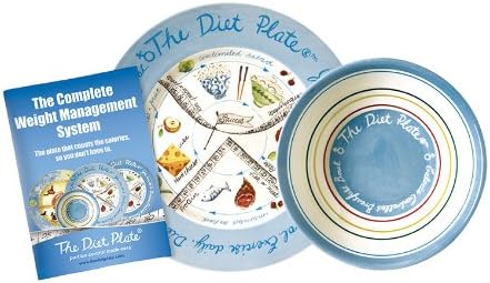 The Diet Plate Female Plate and Bowl in Fine Earthenware, for Healthy Portion Control and Weight Loss