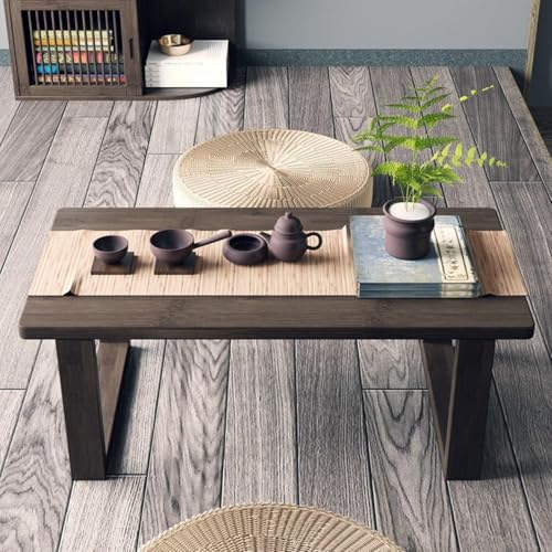 Image of Simple&Premium Japanese Style Low Height Floor Meditation /Tea /Coffee /Tatami Table for Living Room, Bedroom, Solid Wood Low Study /Laptop Desk Table. (66cm- Long)