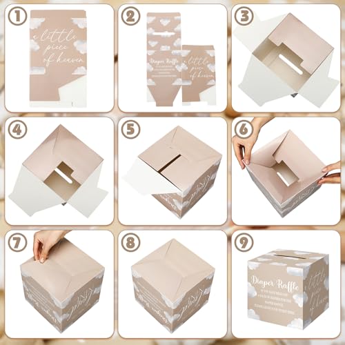 Image of Teling 51 Pieces Diaper Raffle Tickets with Card Box,Cloud 9 Style