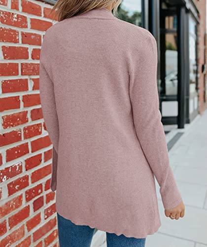 Merokeety ME32107CARDIGAN1-DUSTYPINK-M Women'S 2024 Fall Open Front Waffle Knit Cardigan Long Sleeve Cozy Knit Sweaters thumb #3