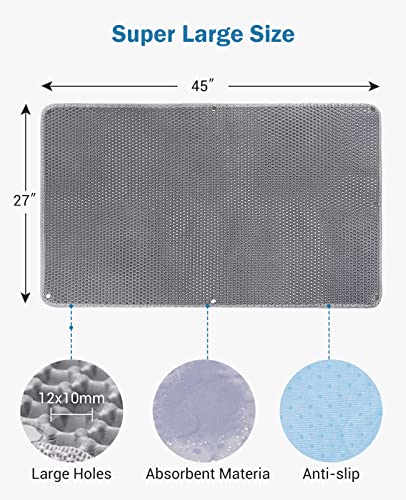 Cat Litter Mat, Fostanfly 45"X 27"Kitty Litter Trapping Mat, Washable Extra Large Xl Honeycomb Double Scatter Control Layer Mat, Urine & Waterproof Litter Box Mat, Easy Clean Litter Mats For Floor #TOP7