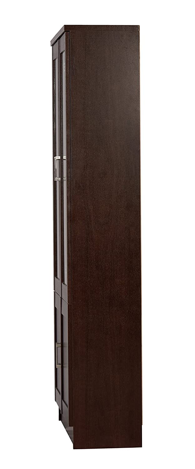 CASPIAN 2 Door Multipurpose Wooden Cabinet (Brown) | Glass Door Showcase | Engineered Wood | Use as Kids Cupboard, Bookshelf & Kitchen Crockery Unit | for Bedroom, Living & Study Room, Home & Office 2