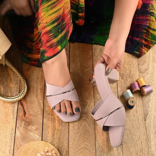 Image of Nowry Women's Chunky Block Heels | Women Comfortable Heel Fashion Sandals for Everyday, Party, Office, Wear