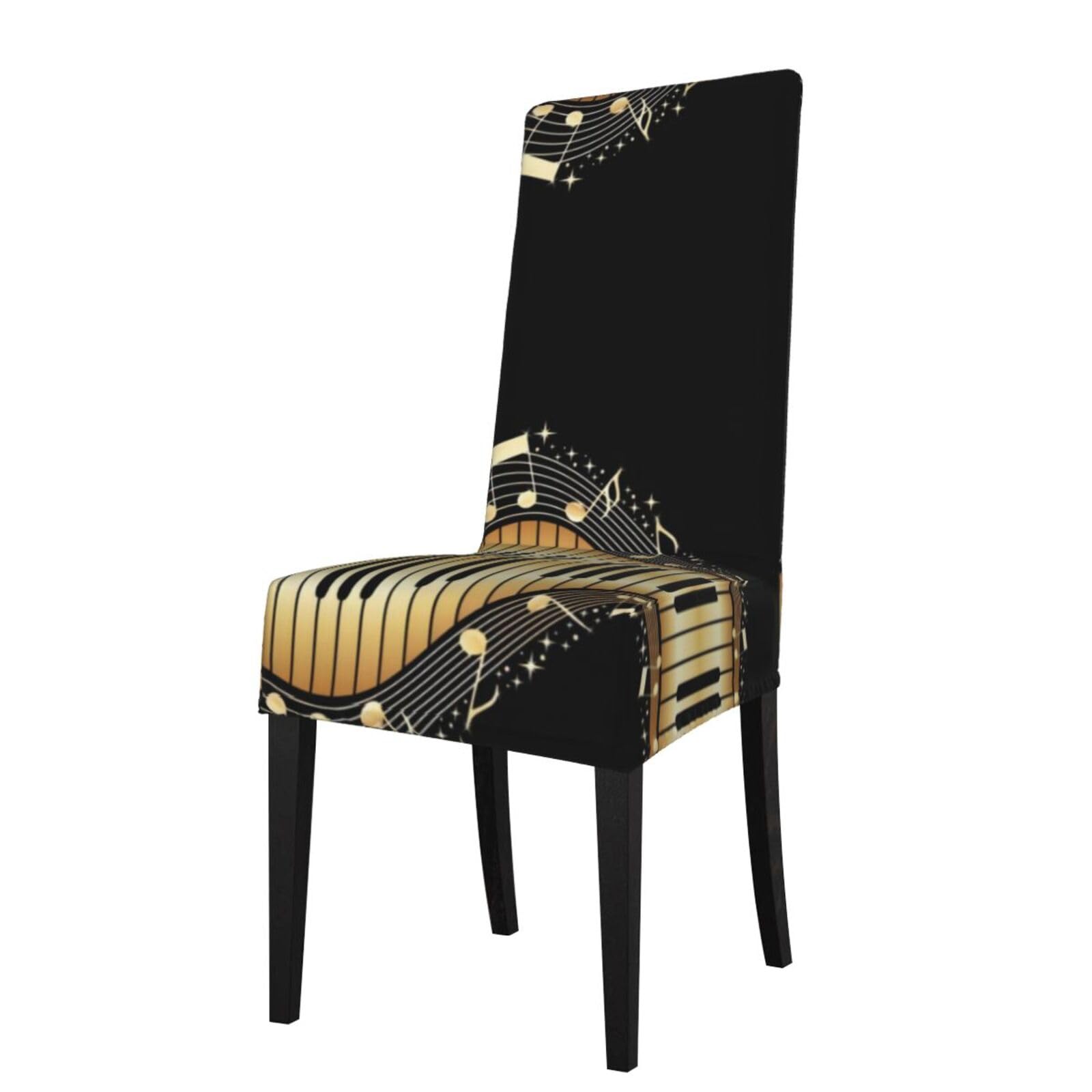 Yyhwhjde Black Music Prints Protection Cover For Dining Chair – Stretch Slipcovers For A Fresh, Refreshed Dining Room Look!