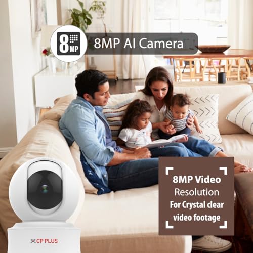 CP PLUS 8 MP Resolution Smart Wi-fi Ai CCTV Camera | 2 Way Talk | Human Body Detection & Motion Tracking Alert | Supports Vehicle & Crossline Detection Powered by Ai | Advanced Night Vision | CP-E81AR 4 51e O9fD1cL