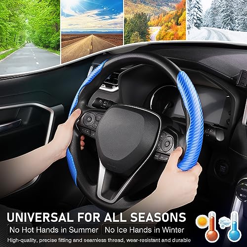 Image of Cartist Steering Wheel Cover, Carbon Fiber Steering Wheel Cover, Car Steering Wheel Cover for Men /Women, Anti-Slip, Comfortable Grip, Durable, Universal for 99% Car Interior Accessories (Blue)