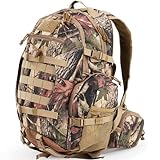 Glonerle Hunting Backpack, 900D Camo Waterproof Hunting Pack for Men, 35L Large Molle Hunting Day Pack with Rifle Bow Gun Holder, Rain Cover