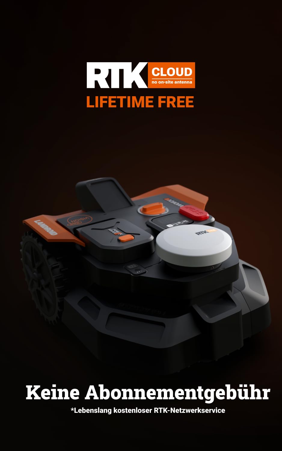 WORX Landroid Vision Cloud WR303E 2WD Mähroboter ohne Begrenzungskabel | Für Mähfläche bis zu 300 m², KI-Hinderniserkennung, VSLAM+ RTK Cloud Navigation, Auto-Mapping, App-Steuerung