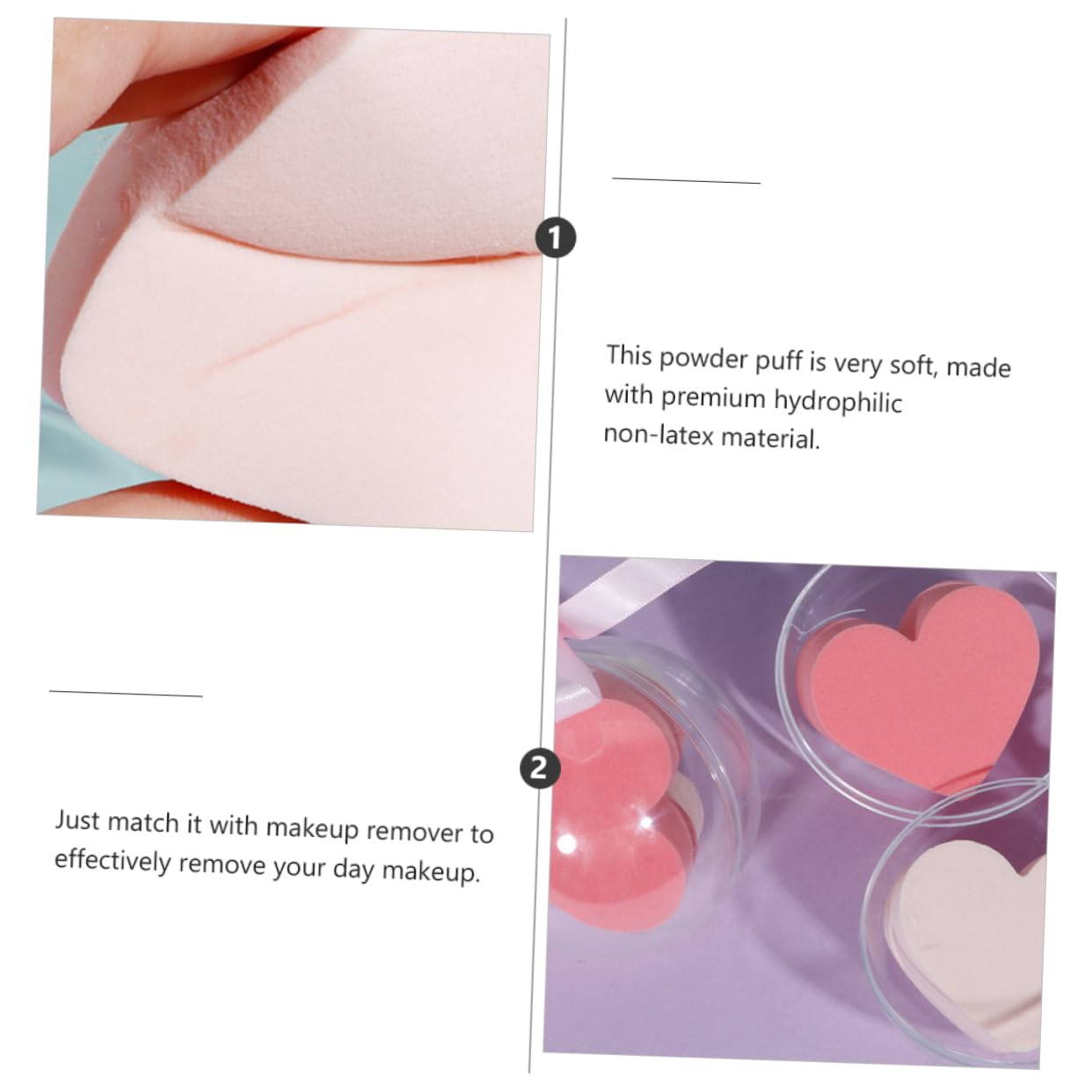 Healeved 6 Set 4 Pezzi Soffio Di Cuore Spugne Per La Pulizia Applicatore in Spugna Spugnetta Per Sfumare Dischetti Per Cipria Make up Spugnetta in Polvere Cuscino Imbottito Frullatori Rosa