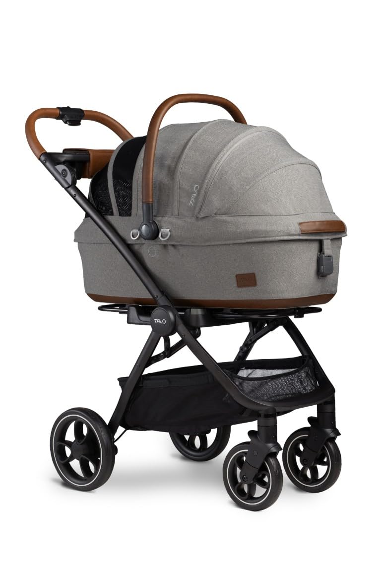Tavo Maeve Medium Rigid‑Griff Haustier‑Autositz mit ISOFIX‑Bodenplatte, 2 Matratzenauflagen, Geeignet für Hunde & Katzen bis 13,6 kg (Merle)