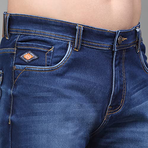 Image of LOUIS STITCH Mens Jeans Italian Cloth Denim Mid Rise Super Stretch Butter Comfort Relaxed Fit Jeans for Men (LSJNC-BU92)
