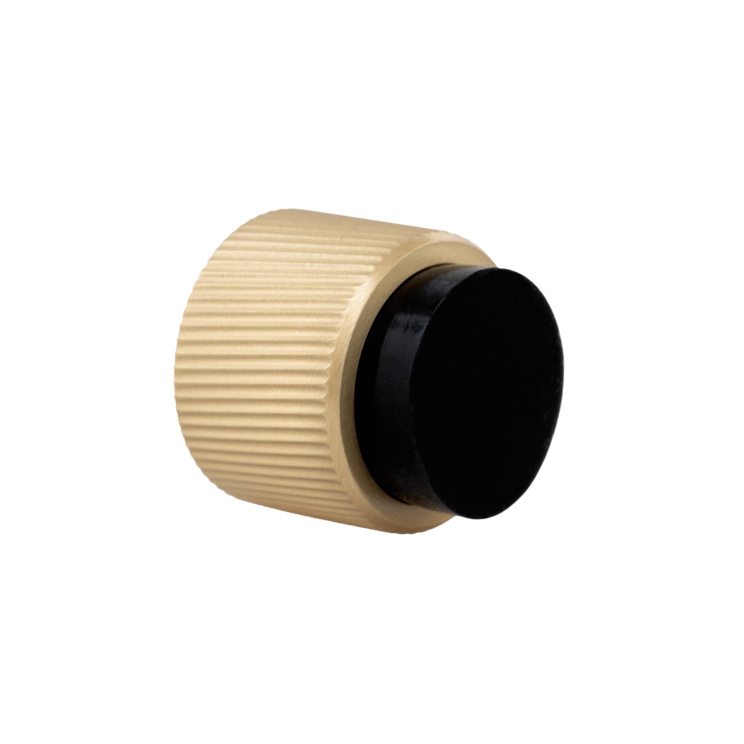 EVI Herrajes | Designer Wall Door Stop - Fluted Design - 28x28mm - Satin Matte, Black Rubber - Adhesive and Screw Mounting