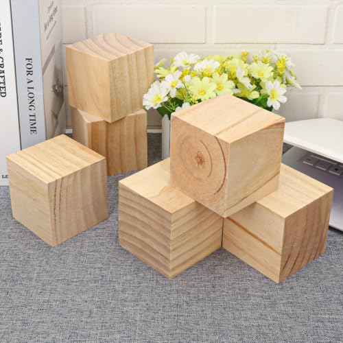 kukmakri 10 Pack Wooden Cubes for Crafts – 3 Inch Craft Quality Wood Cubes, Wood Blocks for Crafts Perfect for DIY Crafts and Art Projects, Unfinished Wood Cubes for DIY Project - Thumbnail 4