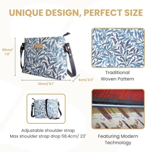 Signare Gobelin torba crossbody mała torba na ramię dla kobiet z kwiatowym wzorem, Konar wierzby, Jeden rozmiar, Pasek na ramię