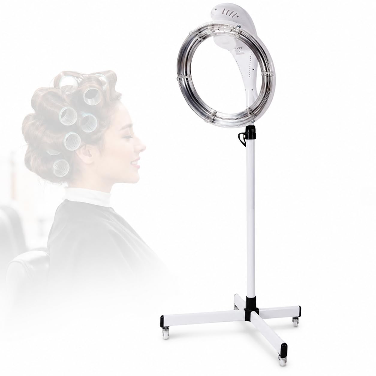 Procesador De Color para Salón De Belleza, Mueble para Peluquería con Ruedas, Temperatura Ajustable, Temporizador Y Soporte De Altura Regulable.