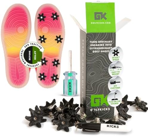 Golfkicks Golf Traction Kit for Sneakers with DIY Golf Spikes - Add Soft Spikes to Almost Any Shoe, 20 Count