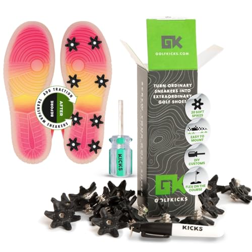Golfkicks - Spikes Kit - Turn Sneakers into Golf Shoes - Shark Tank Featured - DIY Golf Shoe Making - Add Cleats to Any Shoe - Golf Spikes - Black
