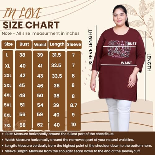 Image of In Love Women's Printed Cotton Plus Size Longline T-Shirt Half Sleeve with Pockets Pack of 2