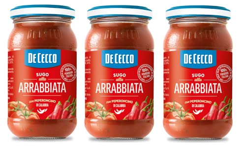 3 x Salsa de Cecco Sugo all'Arrabbiata con Peperoncino di Calabria con chile de Calabria 100% tomate italiano 200 g