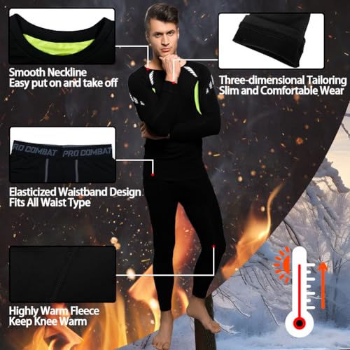 HYCOPROT Thermal Underwear for Men Fleece Lined Long Johns Bottom Top Sets Cold Weather Base Layer4