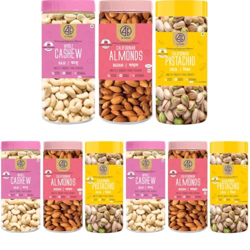 Image of 41 Foods Premium Dry Fruits Combo of Almonds Cashews and Pistachios | Pack of 9 | 150g Each | 450g