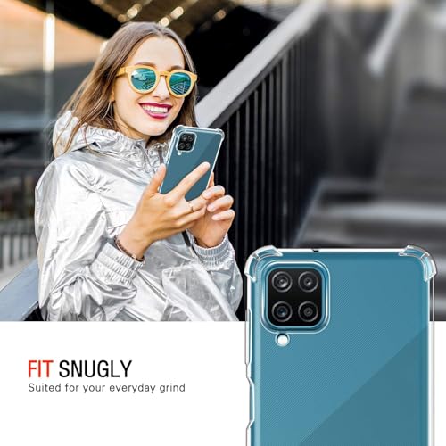 Image of Lustree Back Cover Transparent Case Compatible with Samsung Galaxy A12 | Clear + TPU Case with 4 Corner Air Cushion Protection & Camera Protection | Slim& Stylus Cover