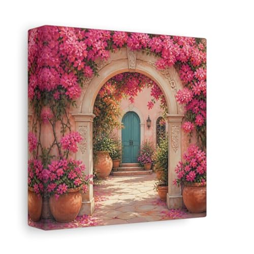 Toile bougainvillier rose petit format carré idée cadeau déco