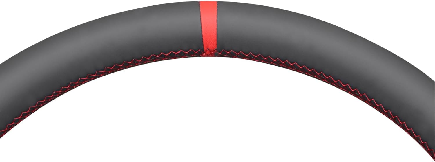 MEWANT DIY Hand Stitch Black Artificial Leather Steering Wheel Cover for Jeep Wrangler (JK) 2007-2010