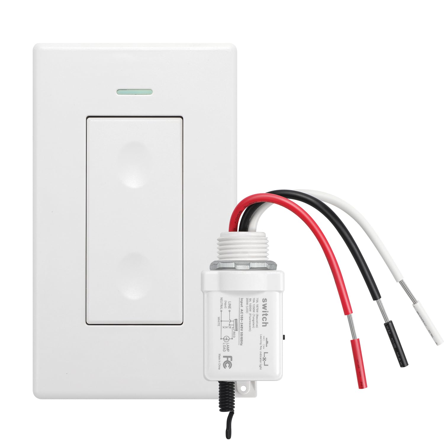 Photo 1 of OUCUC Wireless Light Switch and Receiver Kit,15A Mini Remote Control Switch,No Wiring,No WiFi Needed,164ft Long Range,Remote Control Wall Switches for Ceiling Light,Fan,Outdoor Lighting(White)