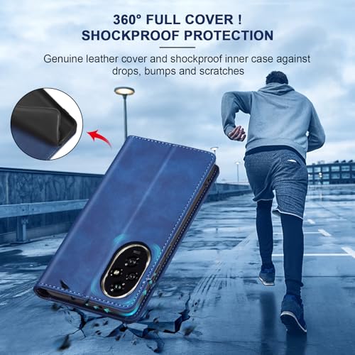 Image of Jasonyu Case for Honor 200, PU Leather Case, Book Type Flip Case with Cards and Wallet, Folding Stand, Magnetic Closure, Layer (Blue)