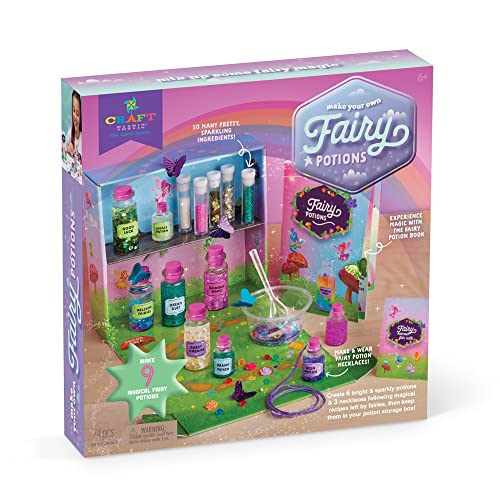 Craft-tastic – Kit faça-você-mesmo de poções de fadas – Conjunto premiado de artes e artesanato – Inclui livro de poções com receitas mágicas, ingredientes encantados, armário de poções e muito mais! – Presente divertido e criativo para crianças