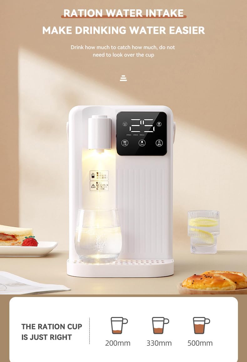 Distributore Istantaneo di Acqua Calda, Distributore Istantaneo di Acqua Calda da Tavolo da 2000 W con Touch Screen, 12 Temperature e 3 Impostazioni di Volume, Filtro dell'Acqua da Piano di Lavoro