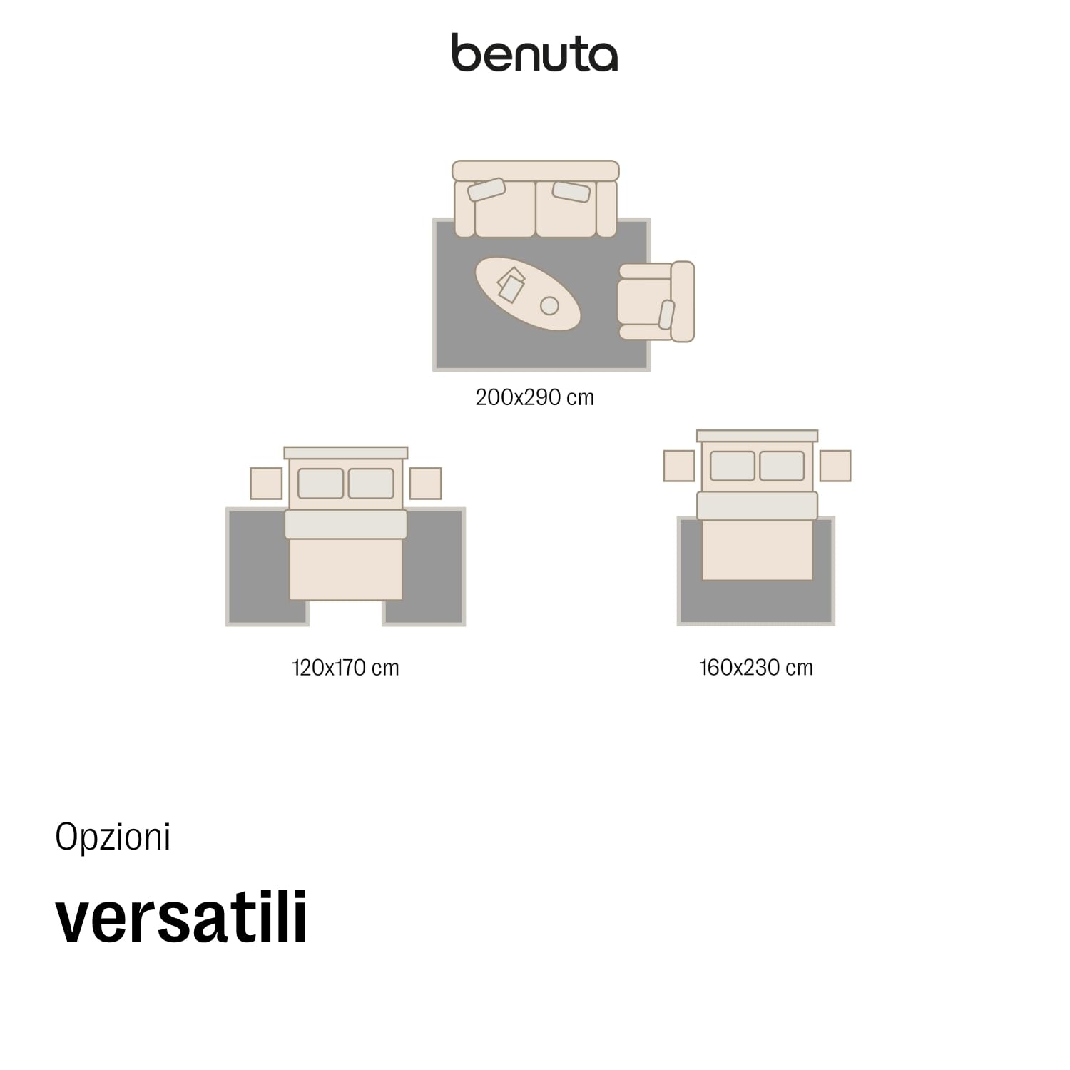 benuta Basic Tappeto salotto Leo - Grigio chiaro 160x230 cm - Astratto rilievo soggiorno, camera letto, corridoio - Facile - Pavimento riscaldato