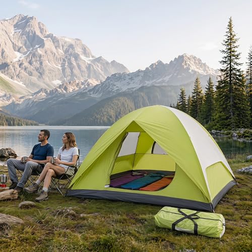 4 Person Camping Tents Weatherproof ﻿Oxford Ground Cloth...