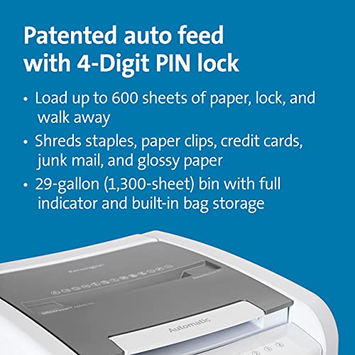 Image of Kensington Shredder - New OfficeAssist 600-Sheet Auto-Feed Micro Cut Anti-Jam Heavy Duty Shredder with 29 gallons Waste Capacity, Lockable Chamber and 4 Casters (K52052AM)