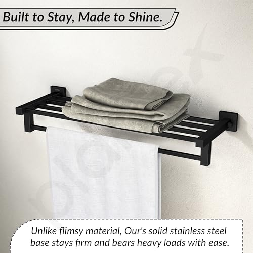Image of Plantex Stainless Steel 24 Inch Towel Rack for Bathroom /Towel Stand /Towel Holder /Towel Bar /Bathroom Accessories - Pack of 1, Aqua (Black)