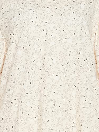 Image of Clovia Women's Cotton Pretty Florals Kaftan Top & Short Set in Beige