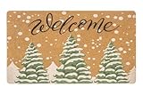 FGSS Snow Pine Trees Welcome-Doormat - Outdoor-Entrance Coir-Non-Slip Mat Indoor Home Room Front Door Decor 17 x 29 Inch