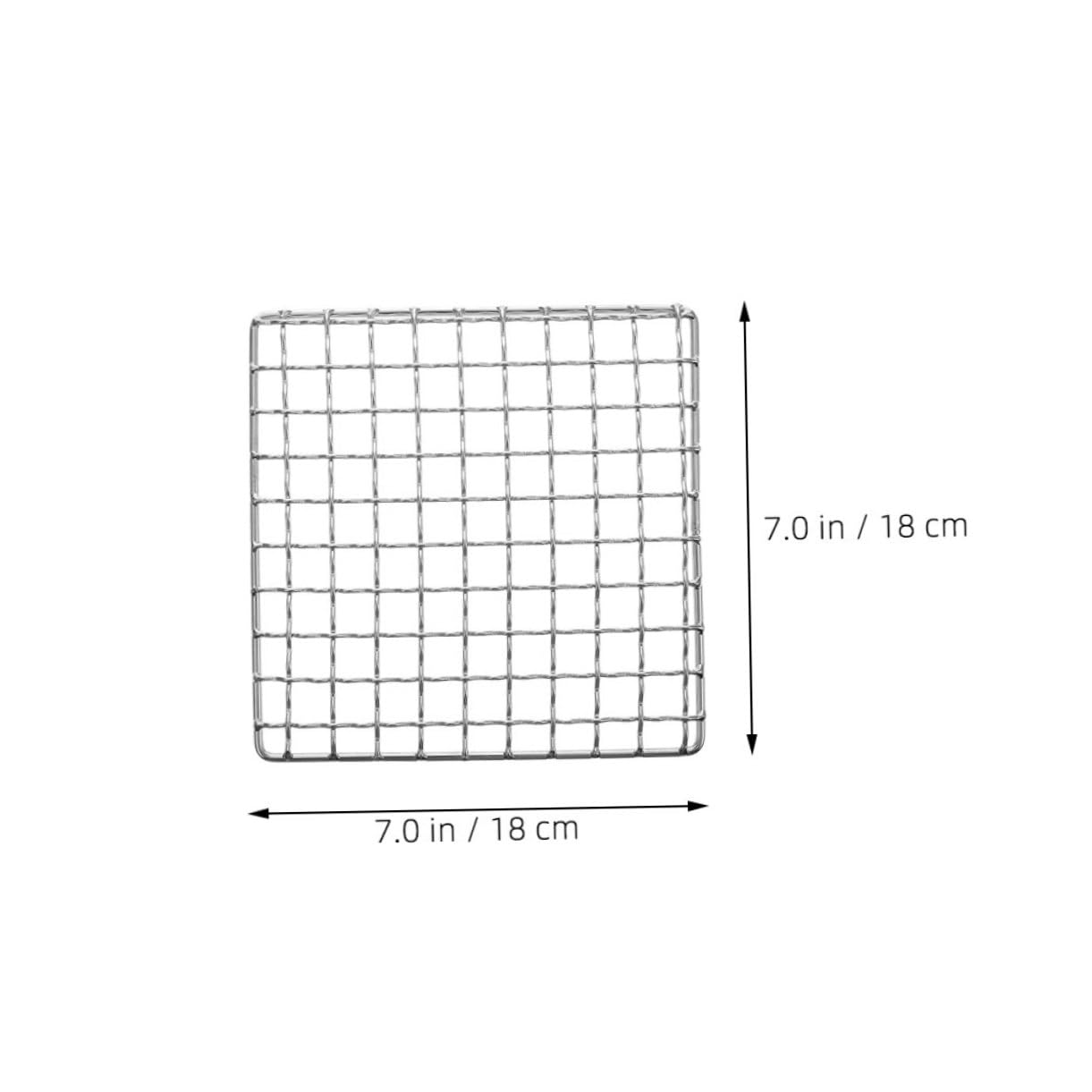 IWOWHERO Stainless Steel Square Grill Rack 18x18cm Outdoor Cooking Essentials BBQ Mat for Tofu Chicken Nonstick Coating Easy to Clean Grill Mat for Tailgating