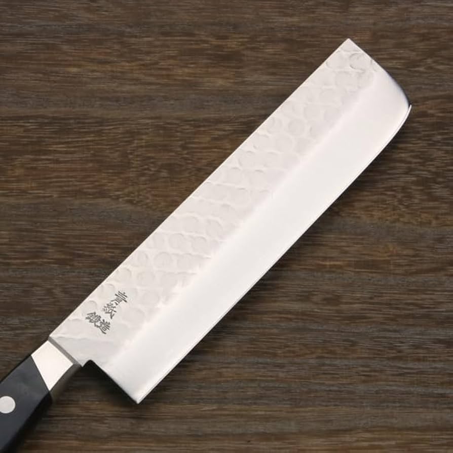 Amazon | 鍛造 割込 青紙鋼 菜切包丁 165mm 梨地槌目 斜め口金