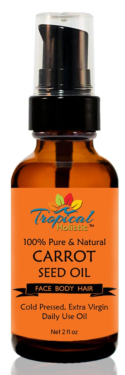 Tropical Holistic 100% Pure Natural Carrot Seed Oil 2oz, Natural, Cold Pressed, Unrefined Carrot Oil for Youthful, Radiant Skin, Face, Hair, Anti Wrinkle & Moisturizing