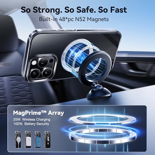 Image of CASEKOO Ultra-Magnetic Invisible Stand for iPhone 16 Pro Max Case, Clear | [Compatible with MagSafe] [16FT Military-Grade Protection] Phone Grip Transparent Slim 16 Pro Max Phone Cover 6.9'', Clear